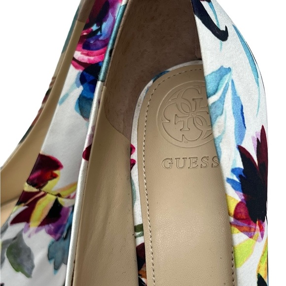 GUESS satin rose floral open toe high heeled shoes size 7.5 NEW - Picture 8 of 10